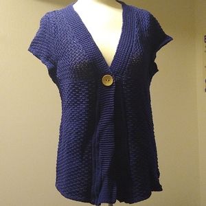 Bask one button coastal grandma cotton fly away sweater cap sleeve open …